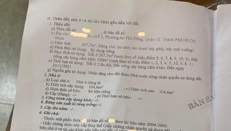 Bán nhà trọ Vườn Lài Phường An Phú Đông Q. 12, ngang 11m, giảm giá còn 1x tỷ